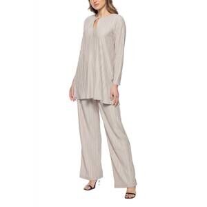 NEW MARINA long sleeve keyhole neck pleated knit 2-piece pants set in champagne